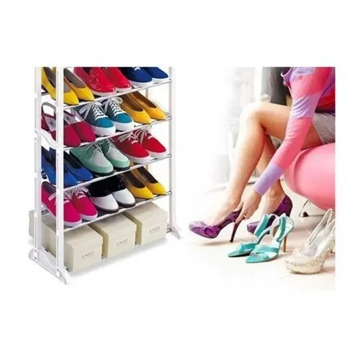 Πλαστική παπουτσοθήκη 30 θέσεων Amazing Shoe Rack 140x24x51εκ σε Λευκό Χρώμα