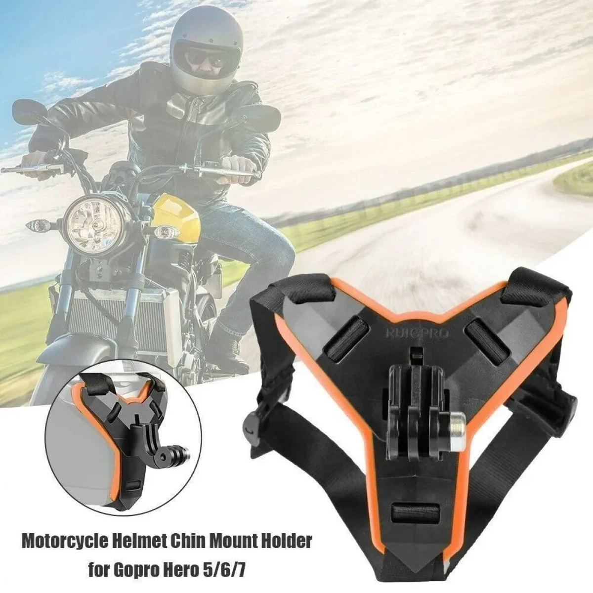 Βάση κράνους μηχανής για Action Camera και Smartphone σε Πορτοκαλί Χρώμα