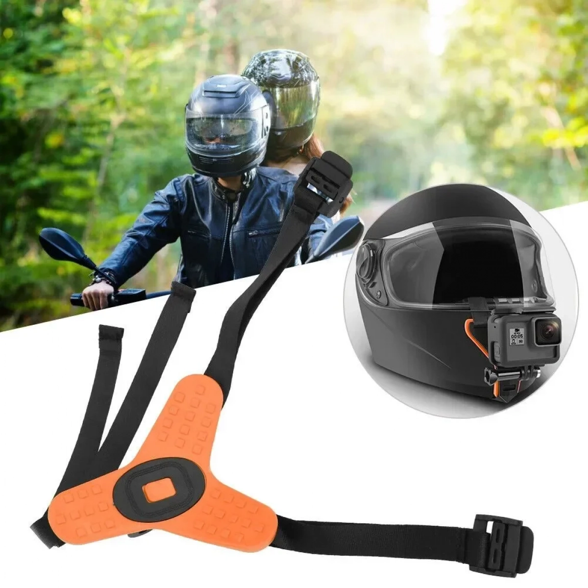 Βάση κράνους μηχανής για Action Camera και Smartphone σε Πορτοκαλί Χρώμα