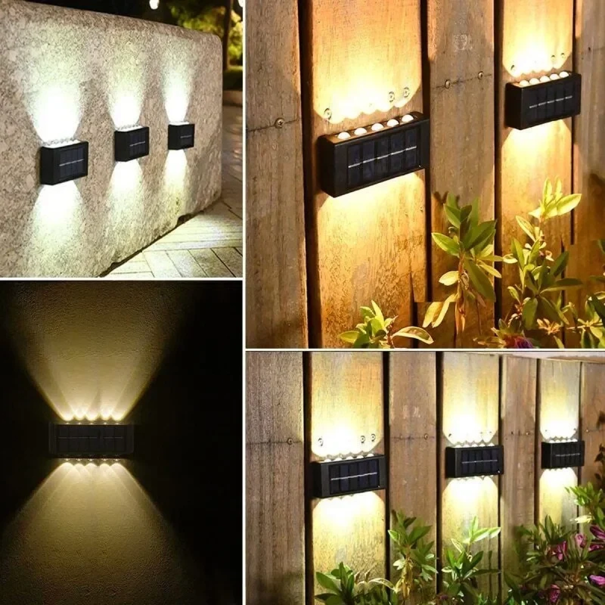 Ηλιακά Φωτιστικά LED 10 SMD Σετ 2τμχ Επιτοίχια με Θερμό Λευκό Φως