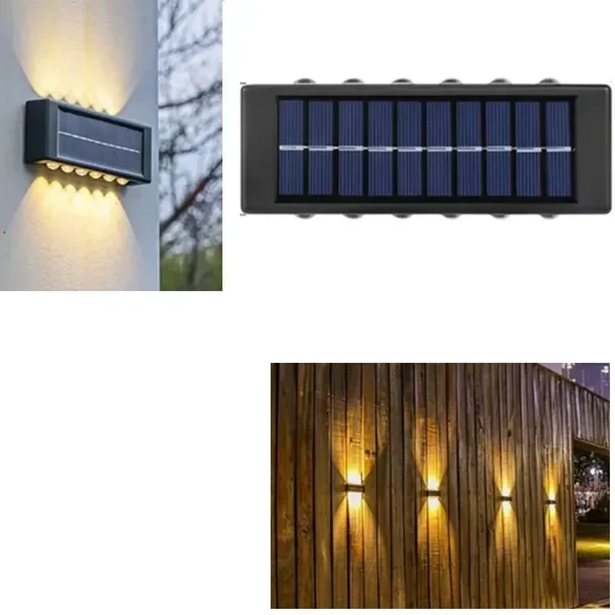 Σετ 2τμχ Επιτοίχια Ηλιακά Φωτιστικά Two-Way 12LED Θερμού Φωτισμού 3000Κ OEM 30216 – Μαύρο