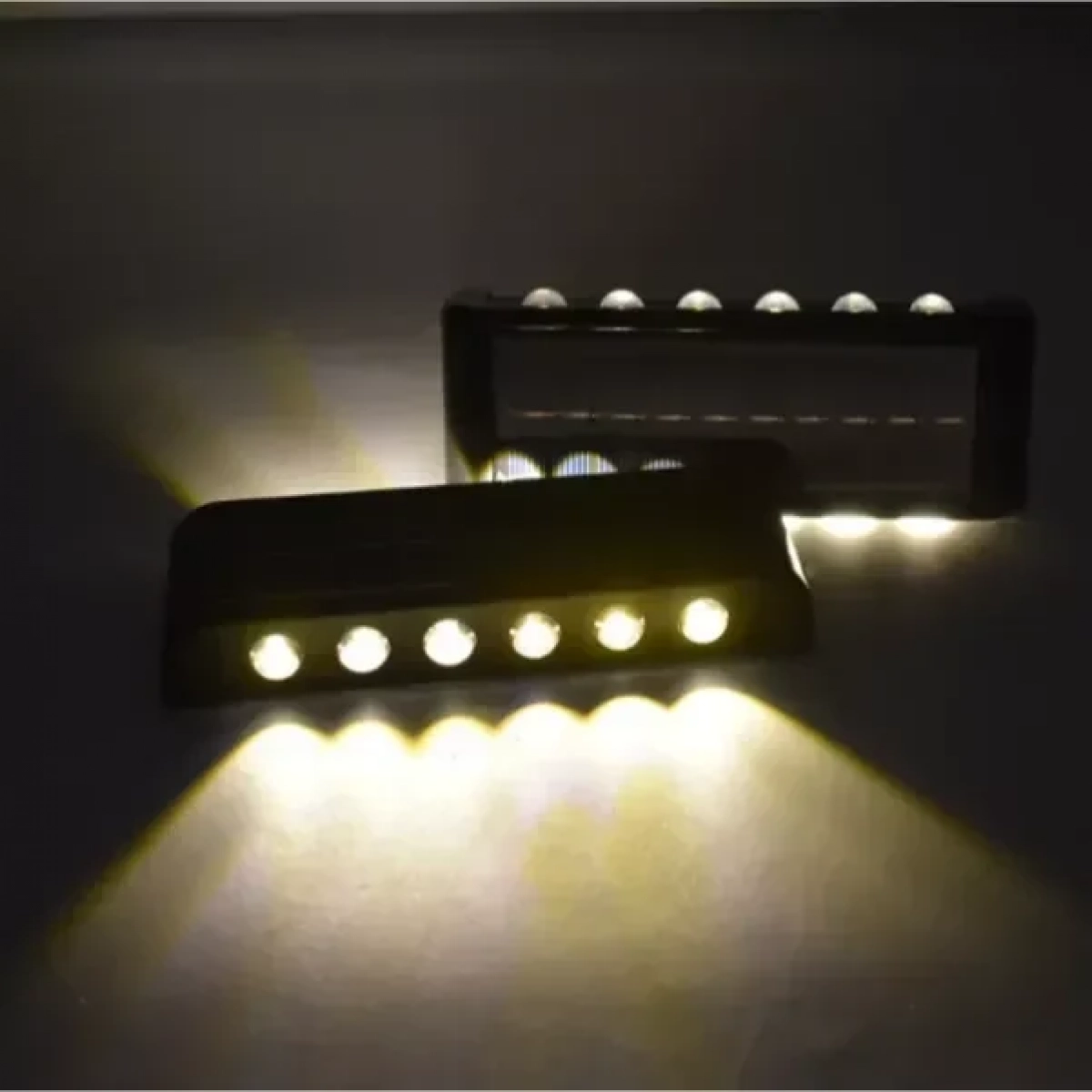 Σετ 2τμχ Επιτοίχια Ηλιακά Φωτιστικά Two-Way 12LED Θερμού Φωτισμού 3000Κ OEM 30216 – Μαύρο