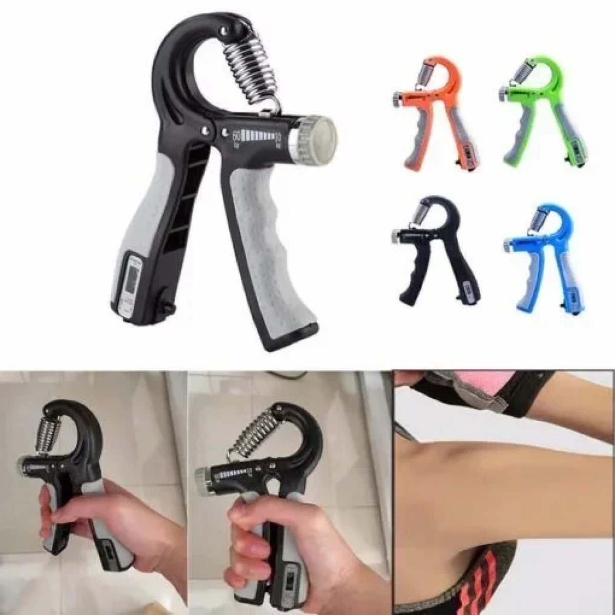 Ταναλάκι χεριών με αντίσταση έως 60kg και μετρητή Γκρι