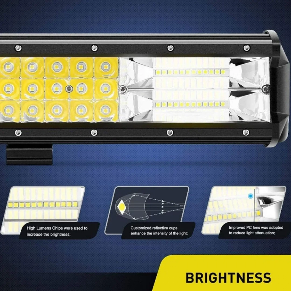 LED Αδιάβροχη Μπάρα Αλουμινίου 12V-24V 37cm 216W 72 SMD IP68 17280LM 6000K OYQP-0018