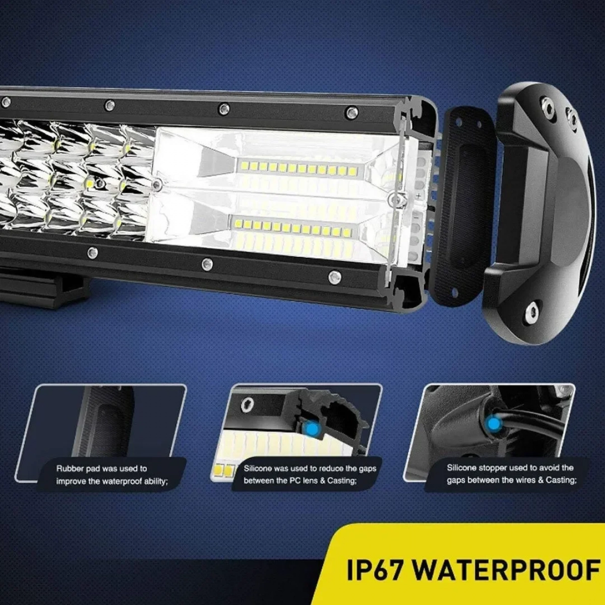 LED Αδιάβροχη Μπάρα Αλουμινίου 12V-24V 37cm 216W 72 SMD IP68 17280LM 6000K OYQP-0018