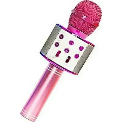 Ασύρματο Μικρόφωνο Karaoke WS-868 με Ενσωματωμένο Ηχείο, σε Ροζ χρώμα