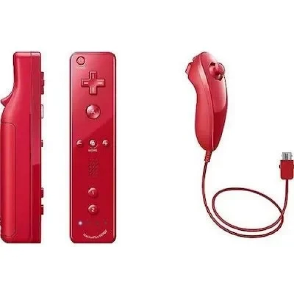 WII REMOTE MOTION PLUS CONTROLLER OEM ΜΕ NUNCHUK CONTROLLER ΓΙΑ NINTENDO WII σε Κόκκινο Χρώμα