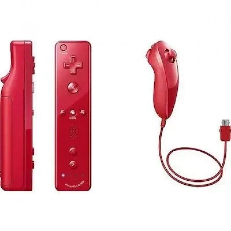 WII REMOTE MOTION PLUS CONTROLLER OEM ΜΕ NUNCHUK CONTROLLER ΓΙΑ NINTENDO WII σε Κόκκινο Χρώμα
