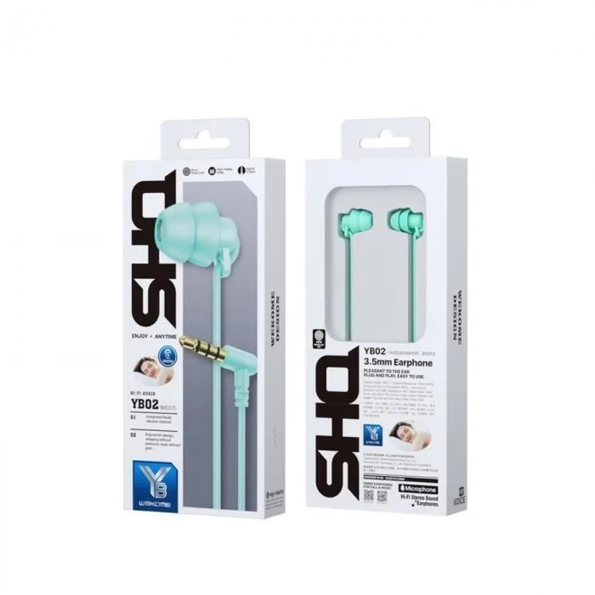 WK YB02 In-ear Handsfree Ενσύρματα με Βύσμα 3.5mm Πράσινο