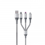 WEKOME WDC-170 3 σε 1 USB-A σε USB-C Lightning Micro USB Καλώδιο PD γρήγορης φόρτισης 1,2 m Ασημί