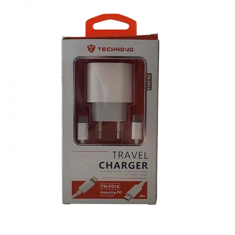 Technovo Φορτιστής με Θύρα USB-C και Καλώδιο USB-C 20W Power Delivery / Quick Charge 3.0 Λευκός (TN-F014)