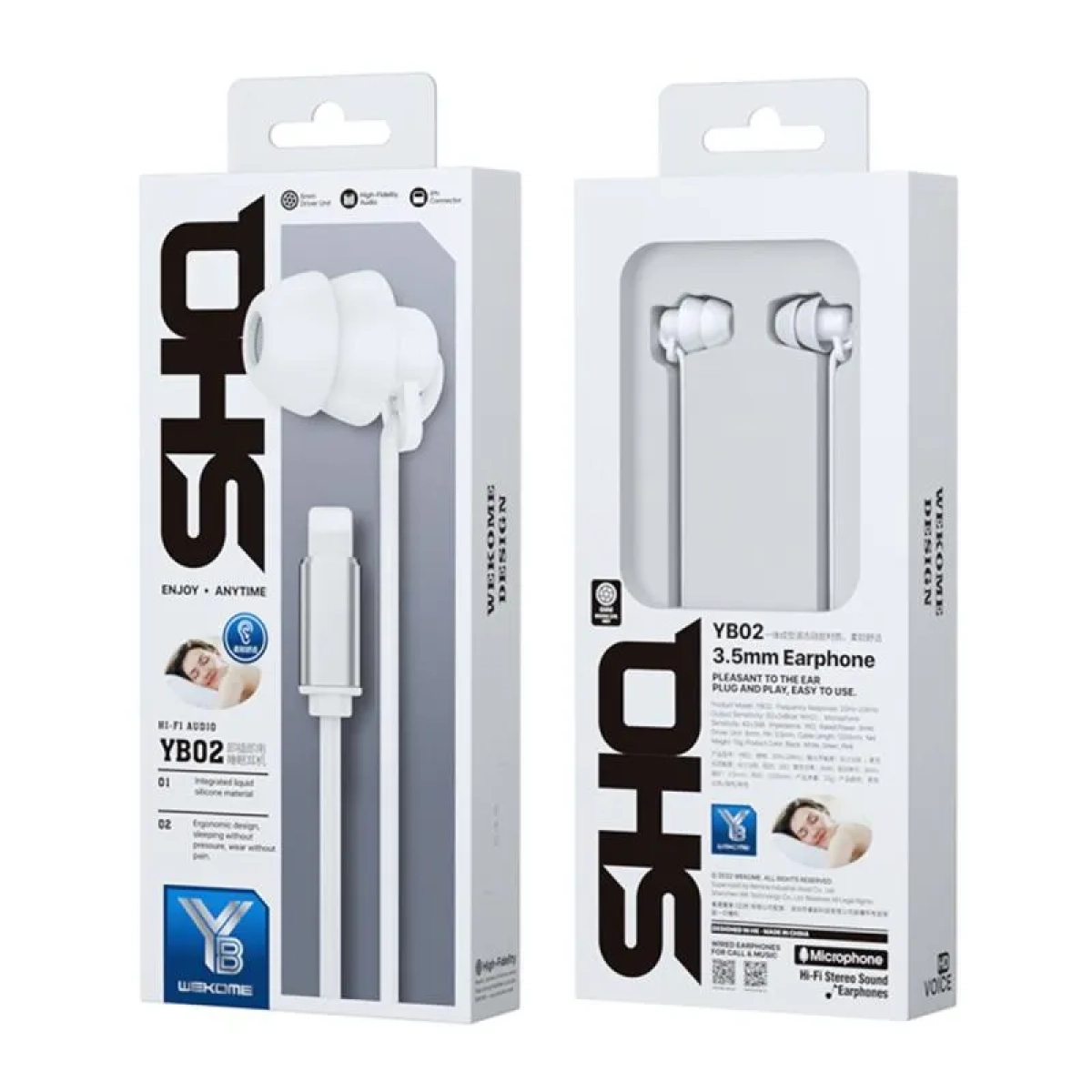 WK YB02 In-ear Handsfree Ενσύρματα με Βύσμα Lightning Λευκό