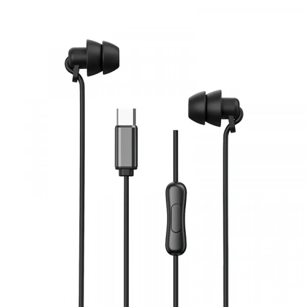 WK YB02 In-ear Handsfree Ενσύρματα με Βύσμα Type C Μαύρο
