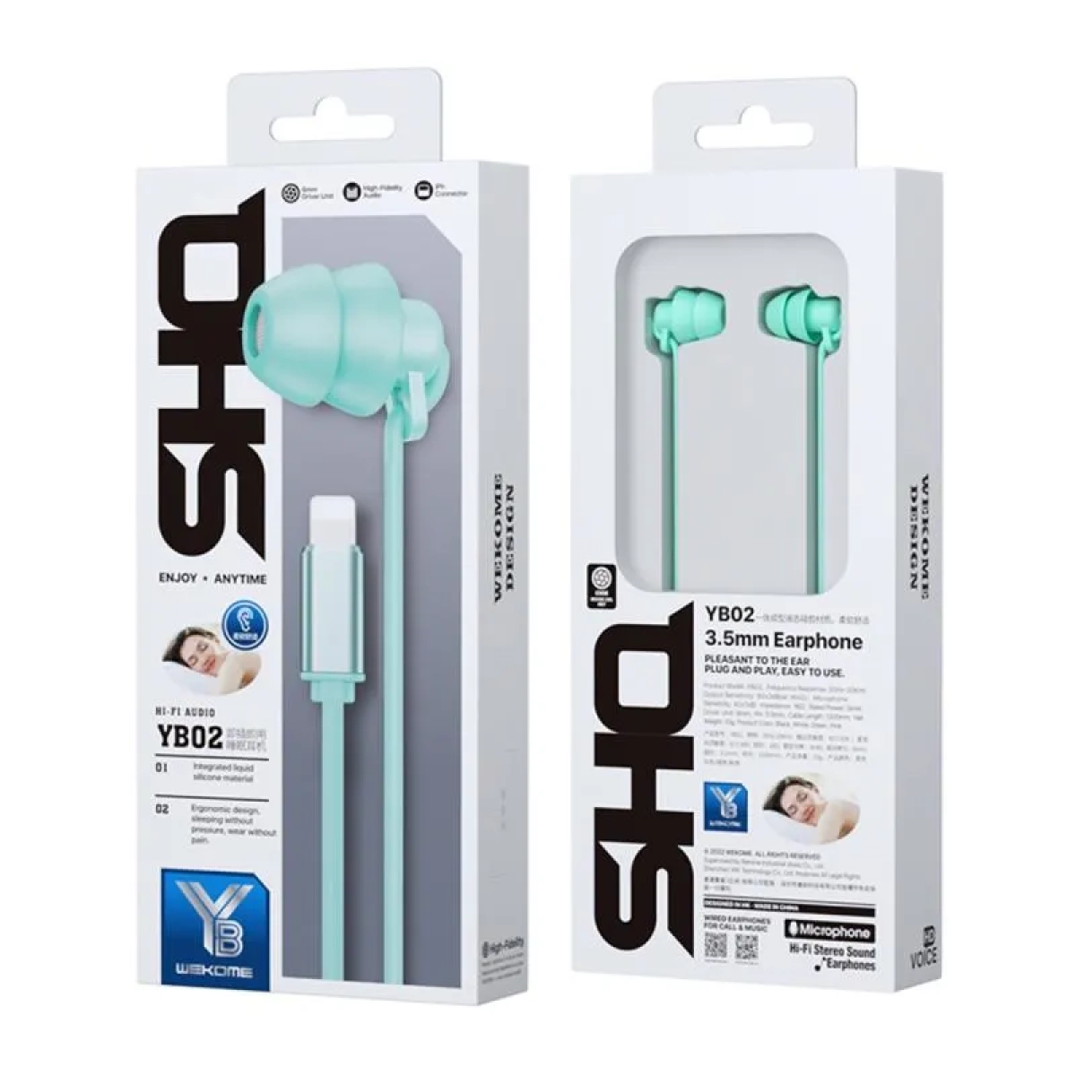 WK YB02 In-ear Handsfree Ενσύρματα με Βύσμα Lightning Πράσινο