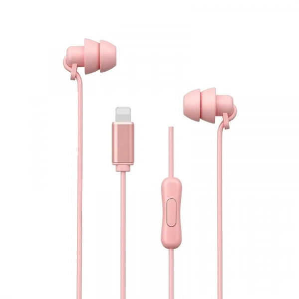 WK YB02 In-ear Handsfree Ενσύρματα με Βύσμα Lightning Ροζ