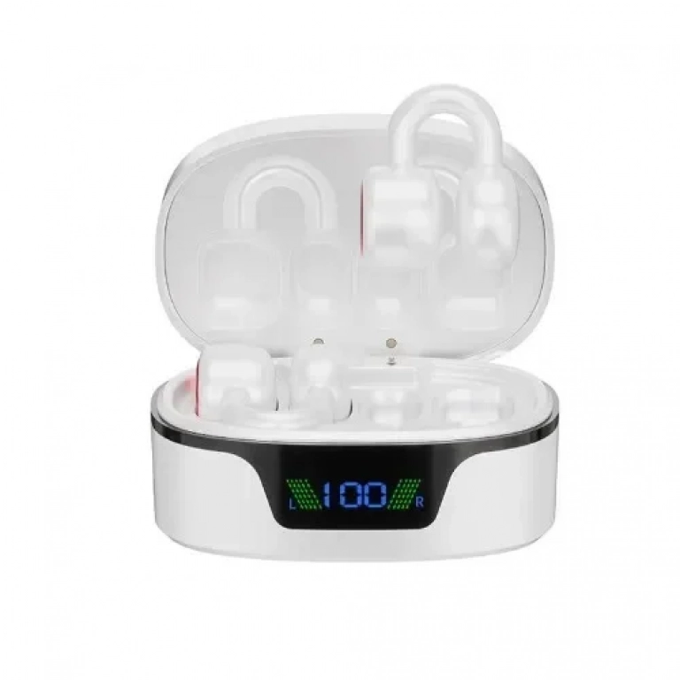 Ασύρματα Ακουστικά Αδιάβροχα με κλιπ Bone Conduction & Noise Cancellation Bluetooth 5.3 K24 σε Λευκό Χρώμα