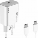 Moxom Φορτιστής με Θύρα USB-C και Καλώδιο USB-C 18W Power Delivery Λευκός (MX-HC25)