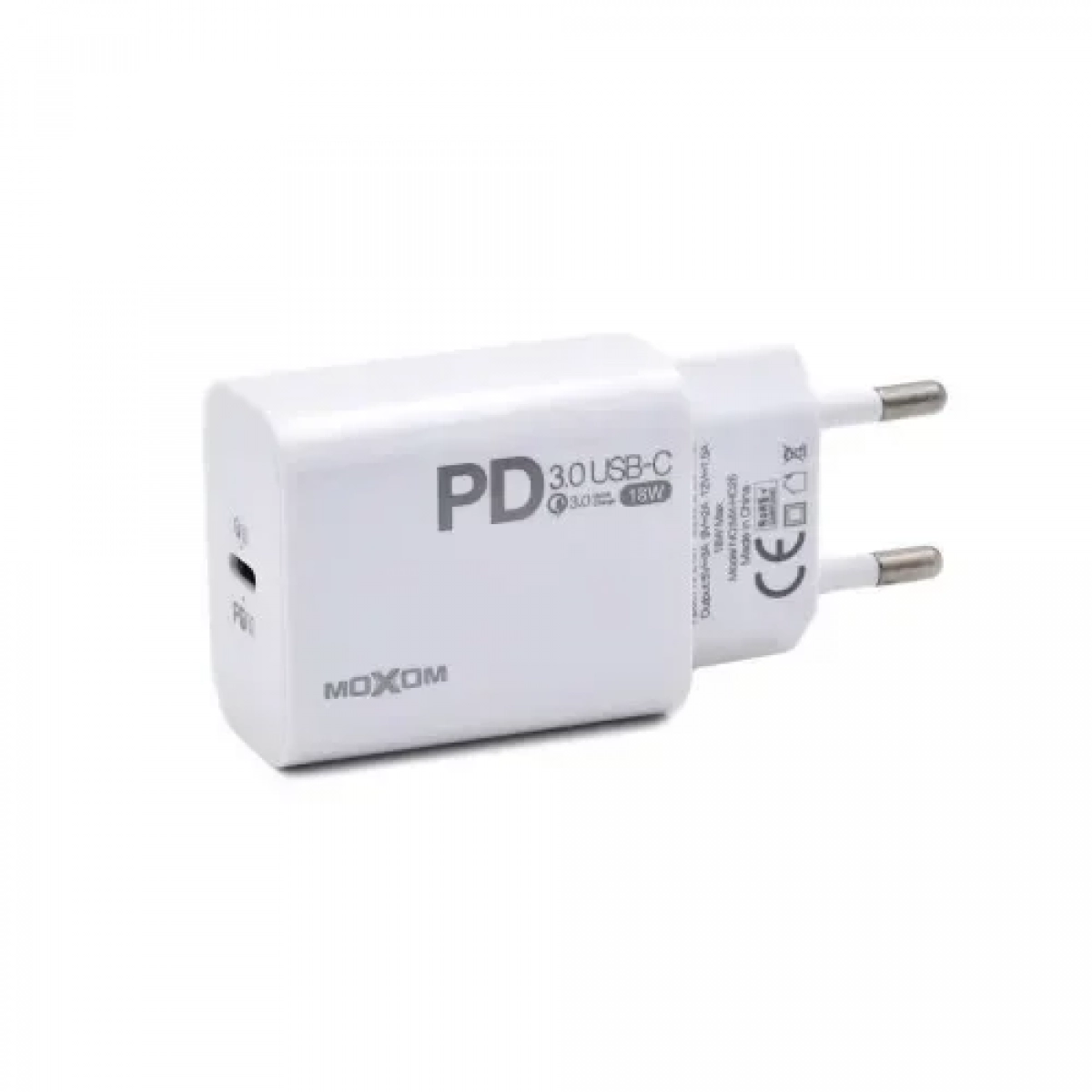 Moxom Φορτιστής με Θύρα USB-C και Καλώδιο USB-C 18W Power Delivery Λευκός (MX-HC25)