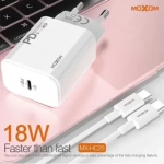 Moxom Φορτιστής με Θύρα USB-C και Καλώδιο USB-C 18W Power Delivery Λευκός (MX-HC25)