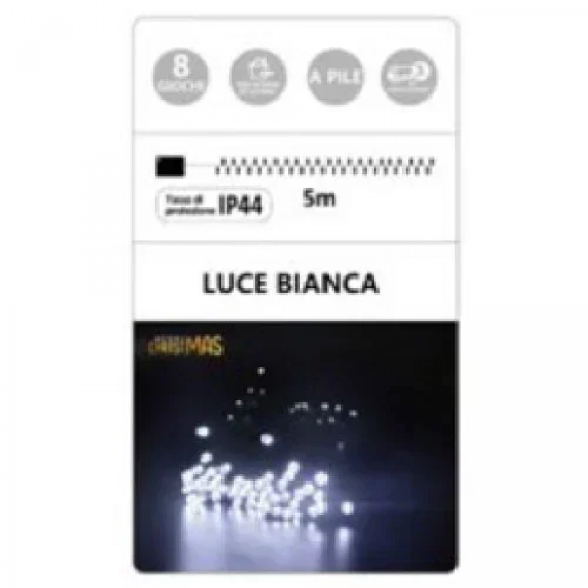 50 Χριστουγεννιάτικα Λαμπάκια LED Αδιάβροχα IP44 Ψυχρό Λευκό 5Μ Εσωτερικού και Εξωτερικού χώρου σε Σειρά με Πράσινο Καλώδιο Arrango AN57493