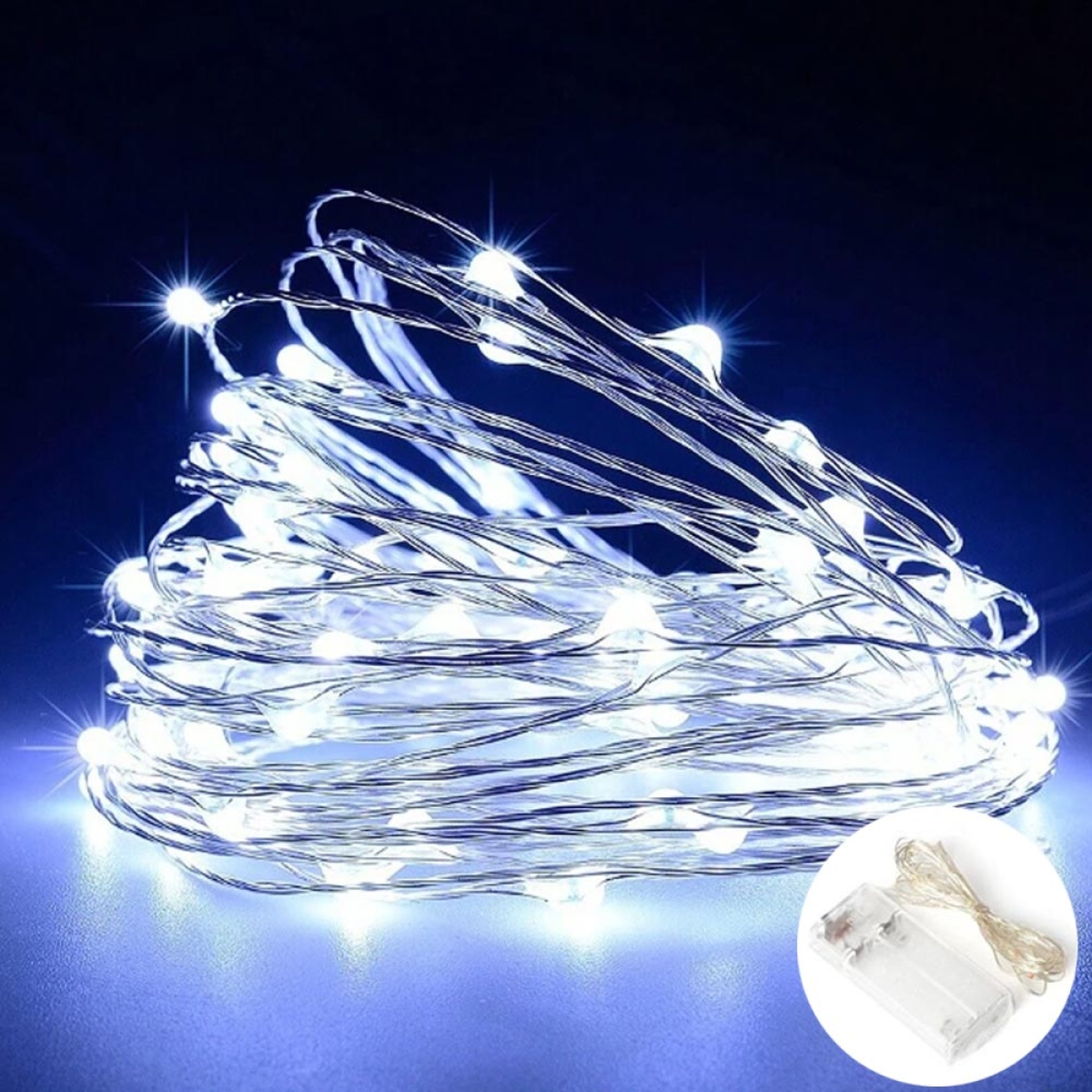50 Χριστουγεννιάτικα Λαμπάκια LED Αδιάβροχα IP44 Ψυχρό Λευκό 5Μ σε Σειρά με Λευκό Καλώδιο Arrango AN57468