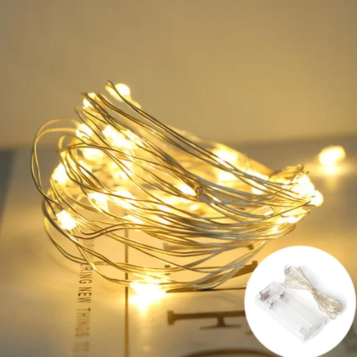 50 Χριστουγεννιάτικα Λαμπάκια LED Αδιάβροχα IP44 Θερμό Λευκό 5Μ σε Σειρά με Λευκό Καλώδιο Arrango AN57469 - Image 5