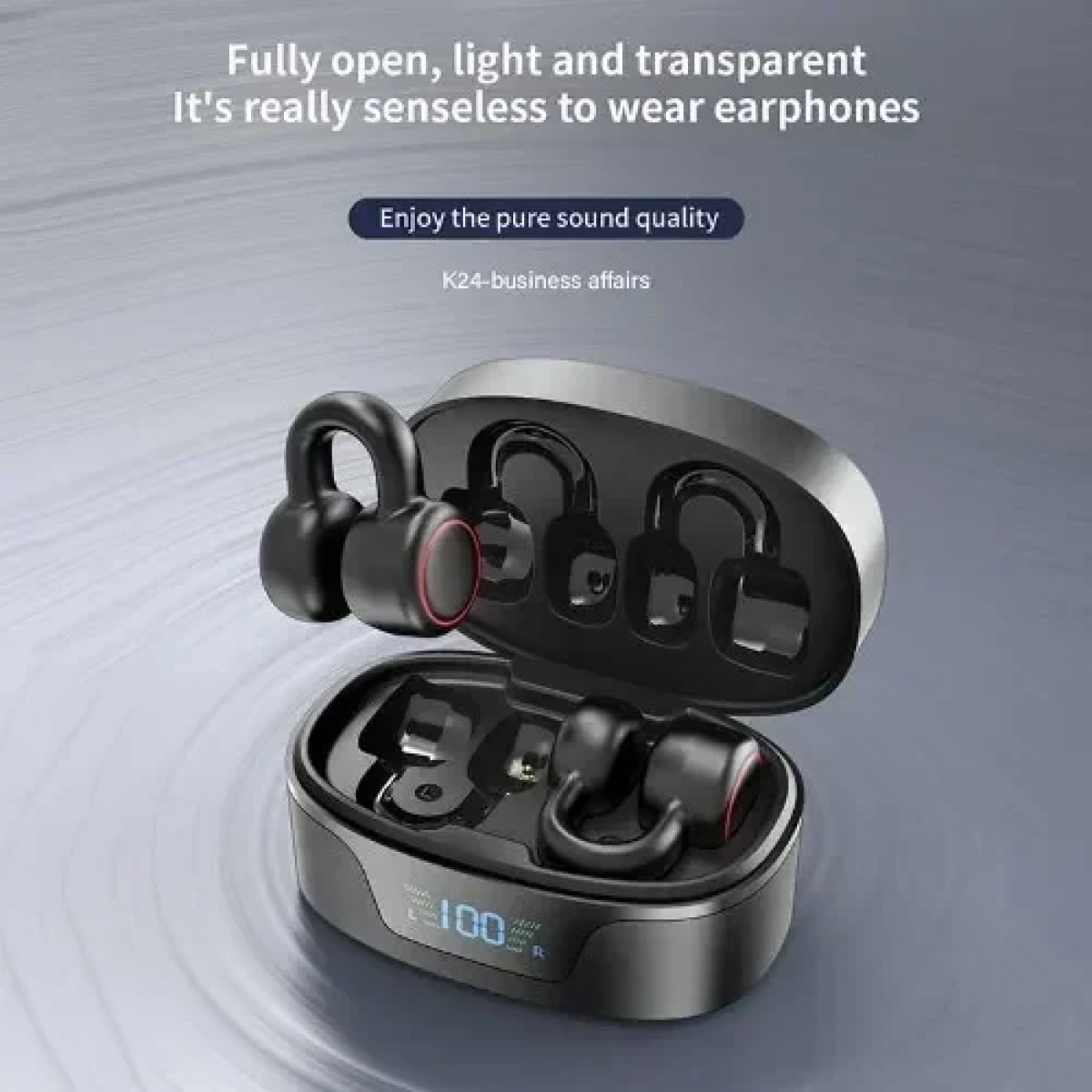 Ασύρματα Ακουστικά Αδιάβροχα με κλιπ Bone Conduction & Noise Cancellation Bluetooth 5.3 K24 σε Μαύρο Χρώμα