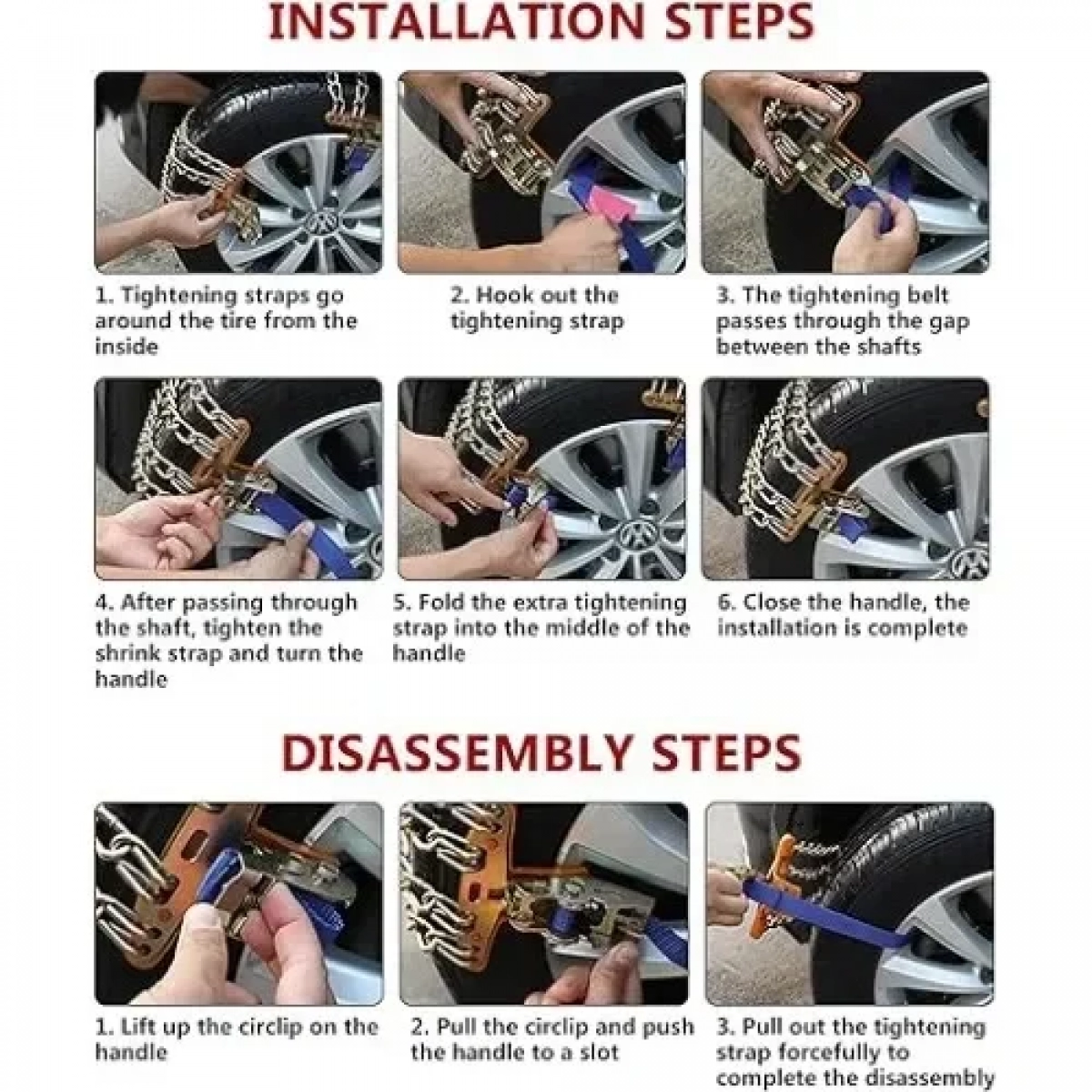 Μεταλλικές Αλυσίδες Χιονιού για Ελαστικά με Ιμάντες 8 τμχ - σε S μέγεθος
