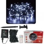 Ηλιακά Χριστουγεννιάτικα Λαμπάκια 200LED με Πρόγραμμα & Χειριστήριο Ψυχρό Λευκό 20m IP44 με Πράσινο Καλώδιο AN48351 ARRANGO