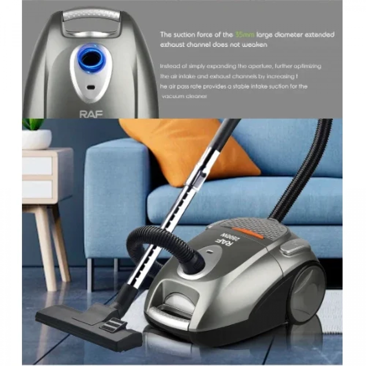 Ηλεκτρική σκούπα με σακούλα κάνιστρο 220V ABS 2800W RAF R.8670 γκρι