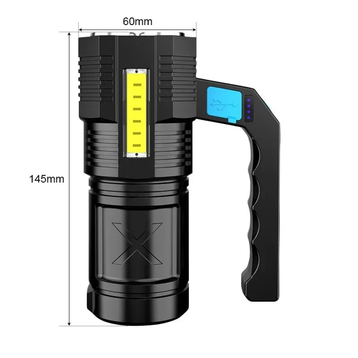 Επαναφορτιζόμενος διπλός φακός LED XPE/COB USB 5V με 4 λειτουργίες BLX502