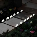 Αδιάβροχα ηλιακά καρφωτά LED– Χωνευτά λαμπάκια γιρλάντα 3.8m 10 τμχ με ηλιακό πάνελ & ψυχρό λευκό φωτισμό