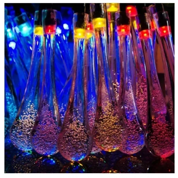 Αδιάβροχη ηλιακή γιρλάντα φωτισμού 6.5m με 30 κρεμαστές σταγόνες σε RGB φωτισμό & 8 διαφορετικές λειτουργίες BX-006