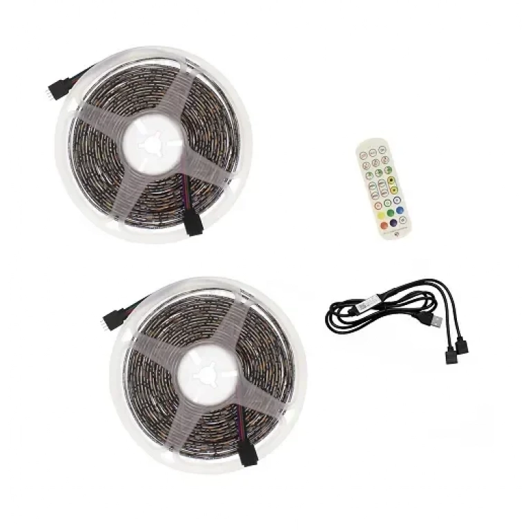 Αδιάβροχη LED ταινία 5V USB 10m (2x5m) με τηλεχειριστήριο, Bluetooth & Music RGB IP65 RZ-0008