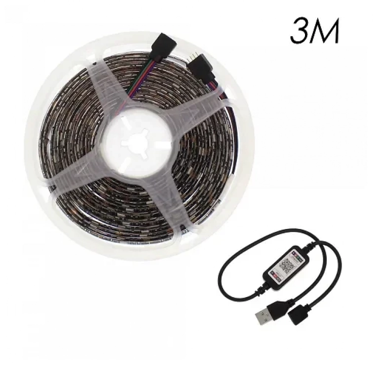 Αδιάβροχη LED ταινία USB 5V 3m με Bluetooth RGB IP65 RZ-0004