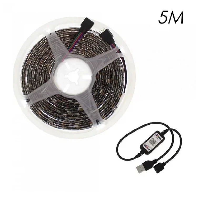 Αδιάβροχη LED ταινία USB 5V 5m με Bluetooth RGB IP65 RZ-0005