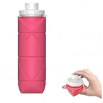 Αναδιπλούμενο παγούρι σιλικόνης 600ml για Camping ροζ