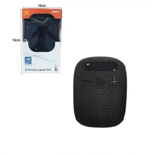 Ασύρματο φορητό ηχείο Bluetooth WIND3 wireless speak V5.0 3W μαύρο