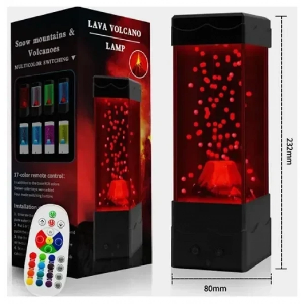 Επιτραπέζιο επαναφορτιζόμενο φωτιστικό LED USB με ηφαίστειο & τηλεκοντρόλ για εναλλαγή RGB φωτισμού BH1002 μαύρο