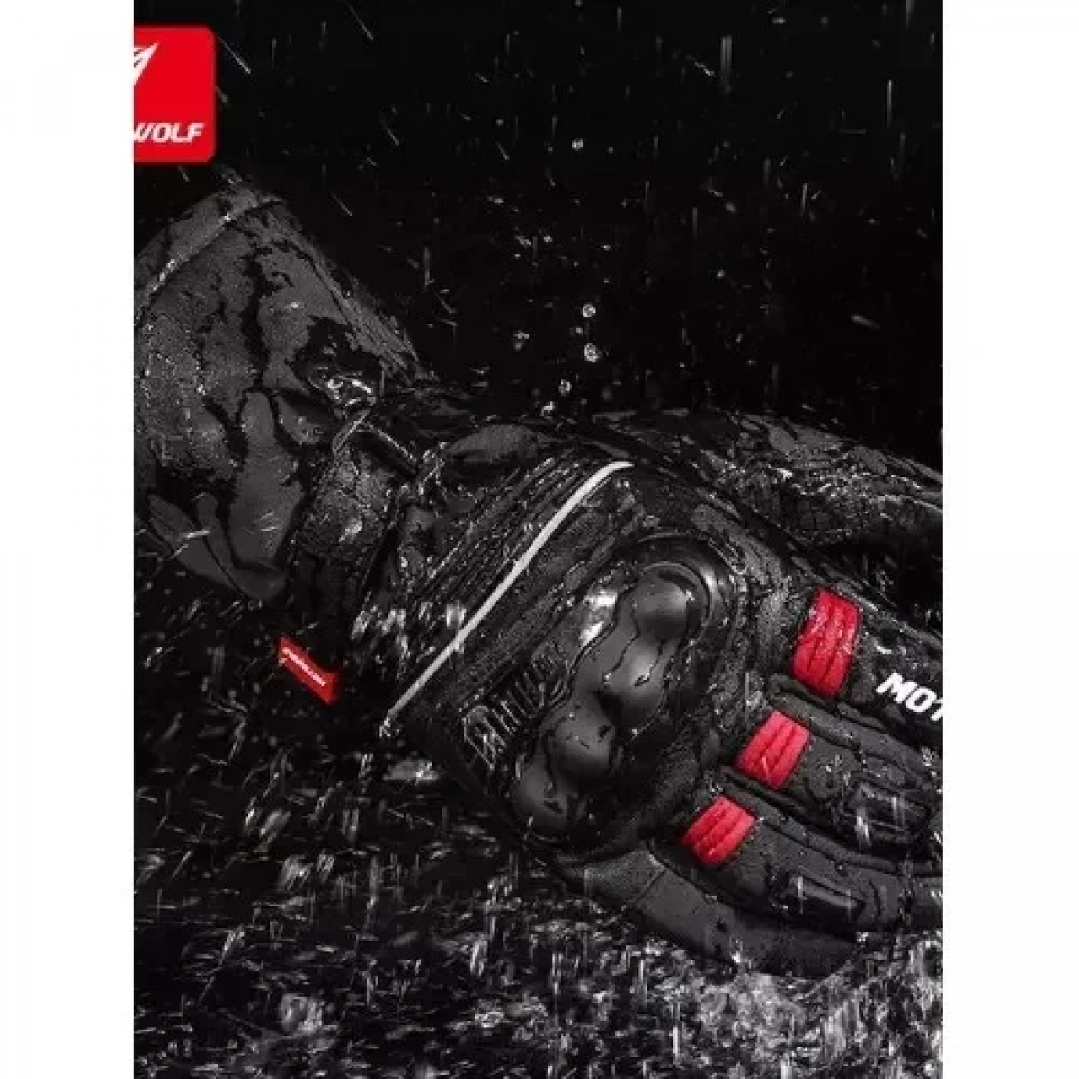 Χειμερινά Γάντια Μηχανής Αδιάβροχα Motowolf MDL0318 Μαύρo/Κόκκινο σε L μέγεθος