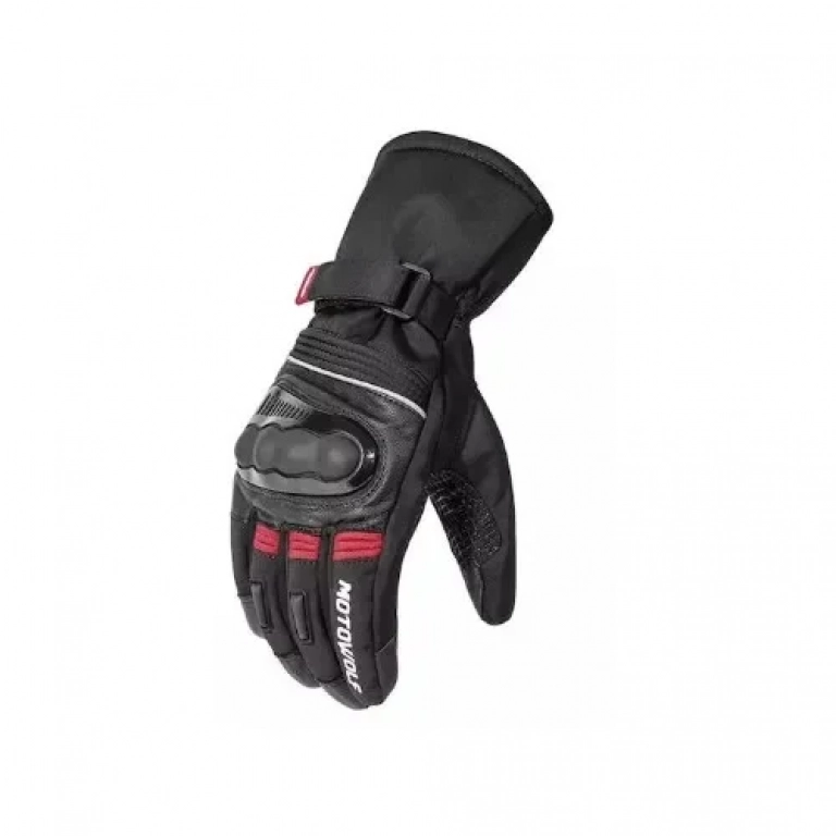 Χειμερινά Γάντια Μηχανής Αδιάβροχα Motowolf MDL0318 Μαύρo/Κόκκινο σε L μέγεθος
