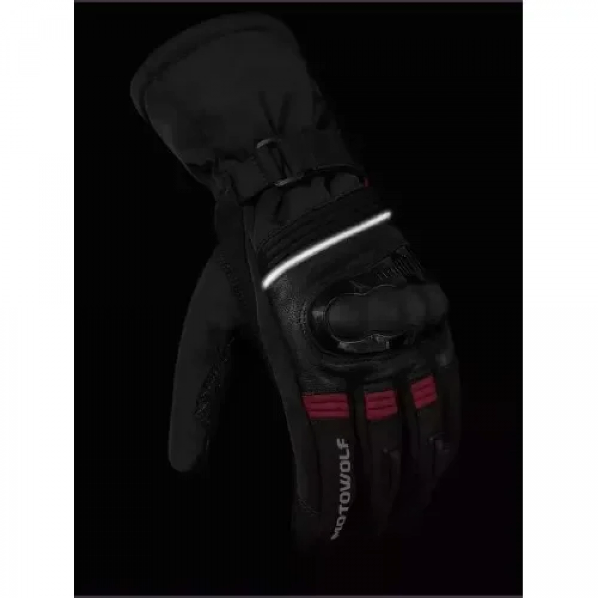 Χειμερινά Γάντια Μηχανής Αδιάβροχα Motowolf MDL0318 Μαύρo/Κόκκινο σε L μέγεθος