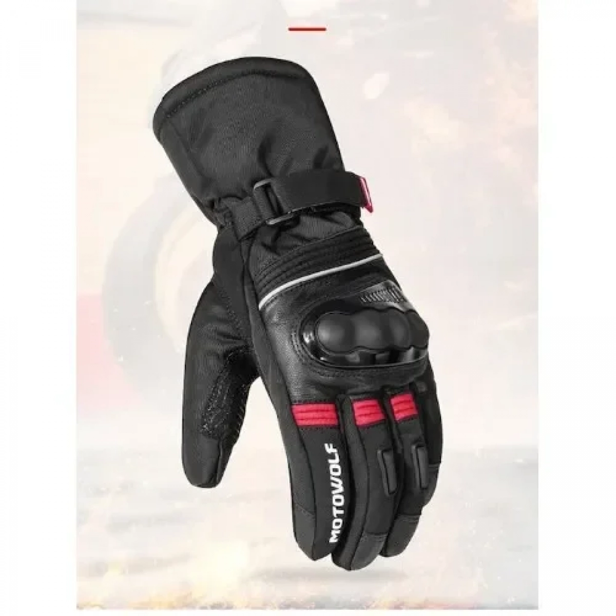 Χειμερινά Γάντια Μηχανής Αδιάβροχα Motowolf MDL0318 Μαύρo/Κόκκινο σε L μέγεθος