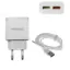 Φορτιστής ταχείας φόρτισης με 2 θύρες USB 5.4A, 1 θύρα USB-C PD 38W & καλώδιο USB Type-C 1m Treqa CH-631-TC λευκό