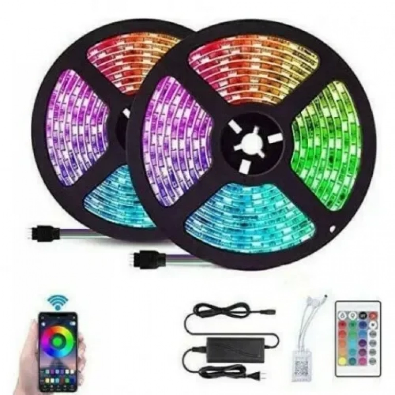 Αδιάβροχη Ταινία LED Τροφοδοσίας 12V RGB Μήκους 2x5m Σετ με Τηλεχειριστήριο και Τροφοδοτικό Τύπου SMD5050