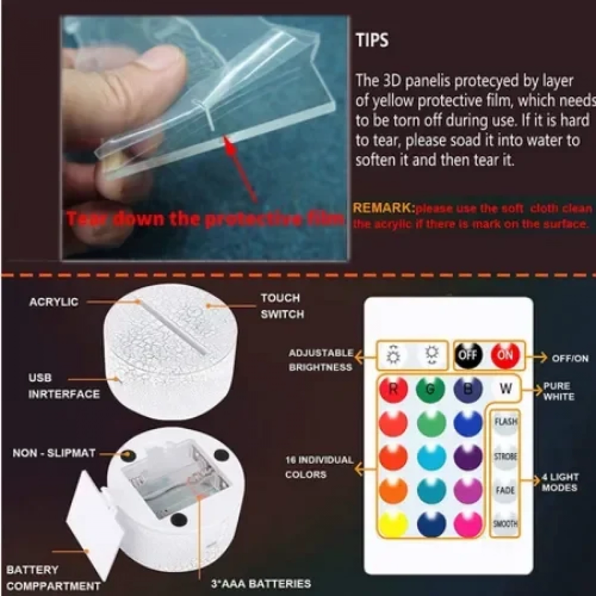 3D Επιτραπέζιο Φωτιστικό LED με Εικονίδιο PlayStation με 7 χρώματα