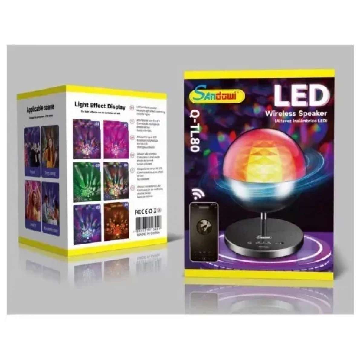 Ηχείο bluetooth με περιστρεφόμενα φώτα LED ντίσκο Q-TL80 Andowl - Image 2