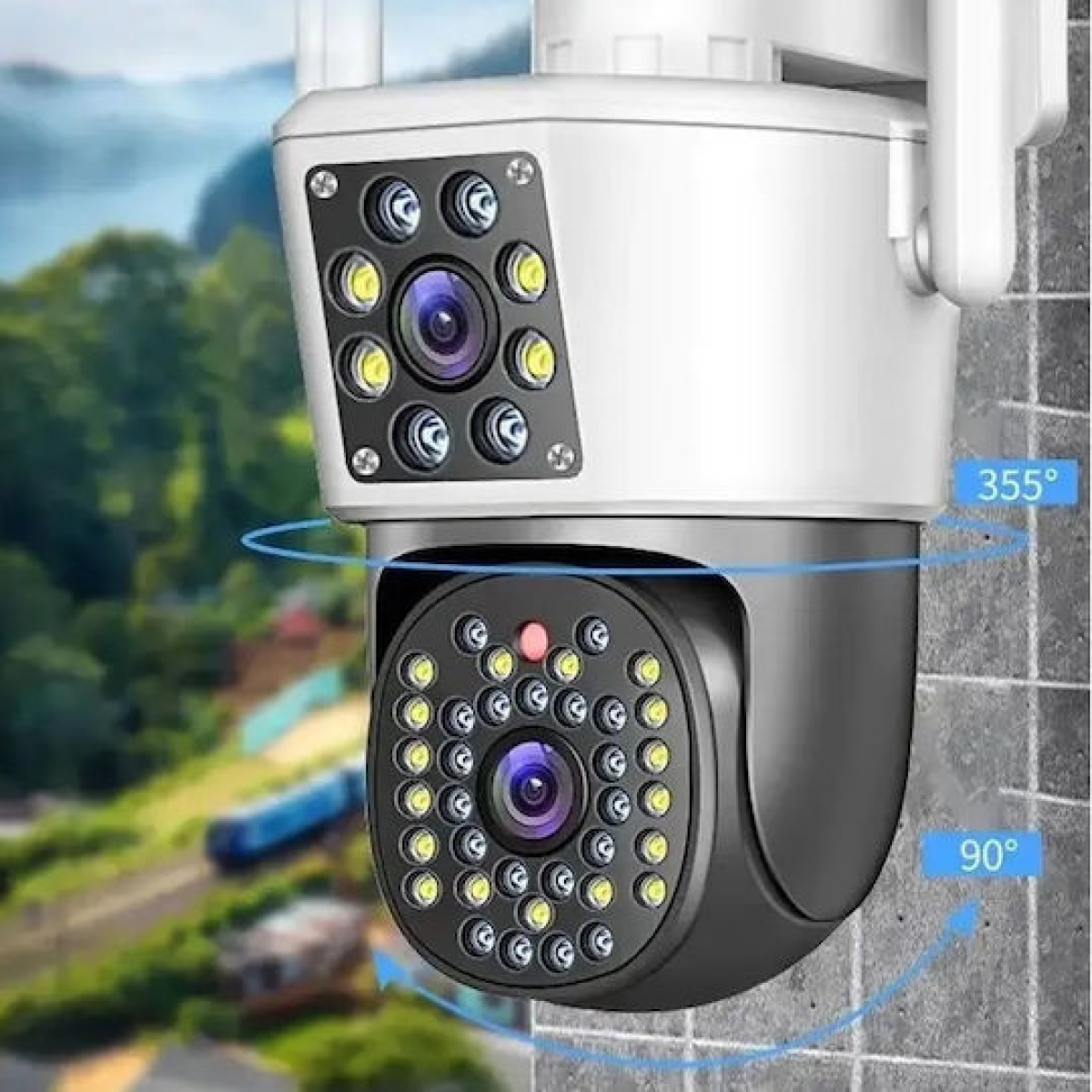 IP διπλή κάμερα παρακολούθησης Wi-Fi 1080p IP66 αδιάβροχη με φακό 3.6mm Jortan JT-8293 λευκή-μαύρη - Image 3