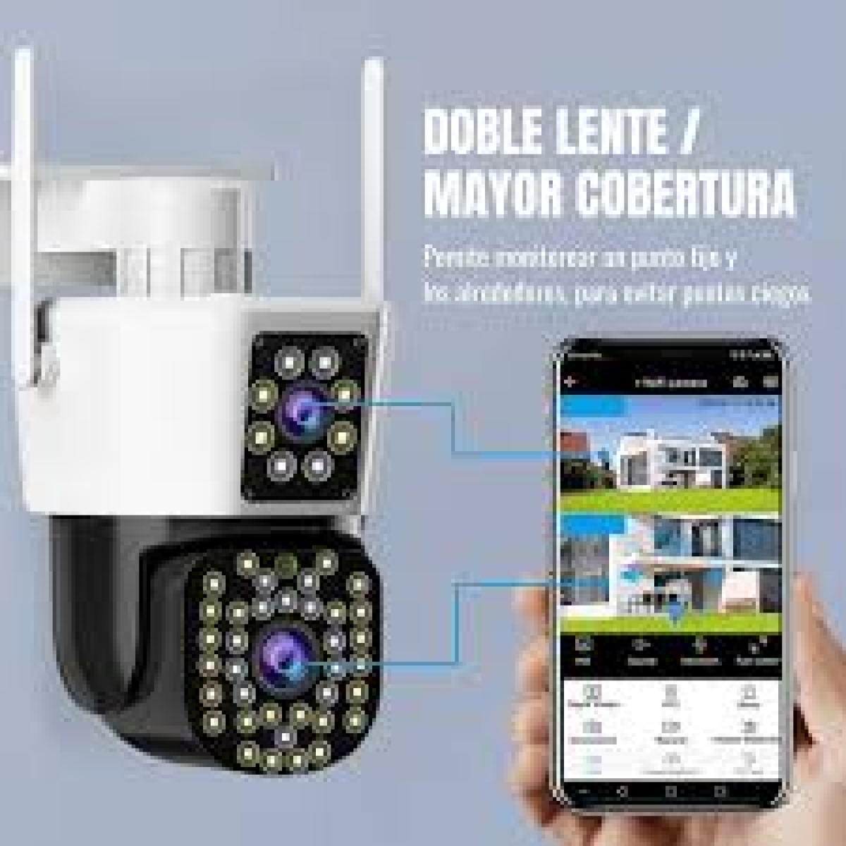 IP διπλή κάμερα παρακολούθησης Wi-Fi 1080p IP66 αδιάβροχη με φακό 3.6mm Jortan JT-8293 λευκή-μαύρη - Image 7