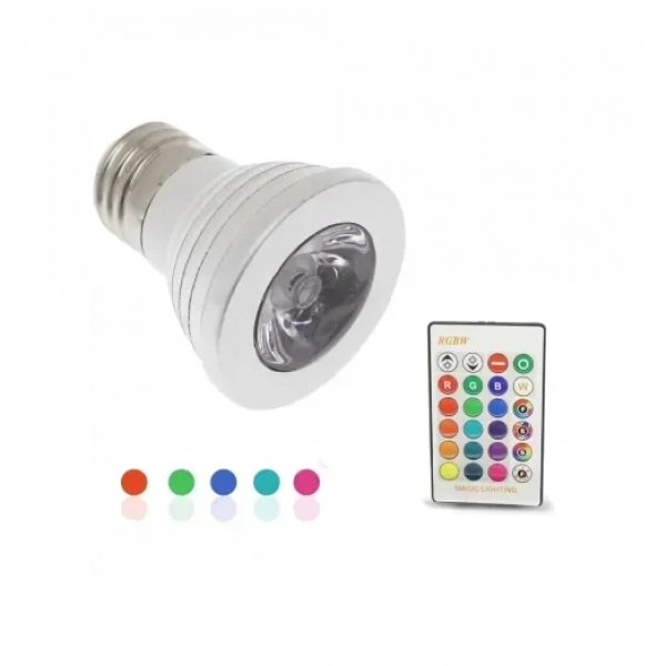 Λάμπα LED E27 5W 220V 450LM RGBW με ασύρματο χειριστήριο RZ-0064